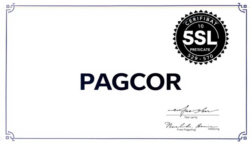 lisensi PAGCOR dan sertifikat SSL 256-bit