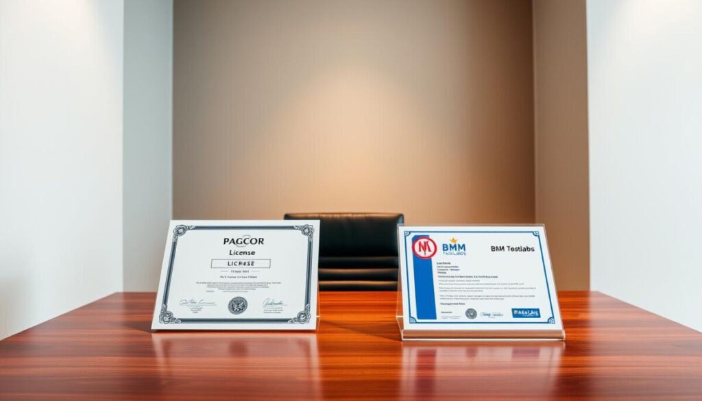 lisensi PAGCOR dan sertifikasi BMM Testlabs