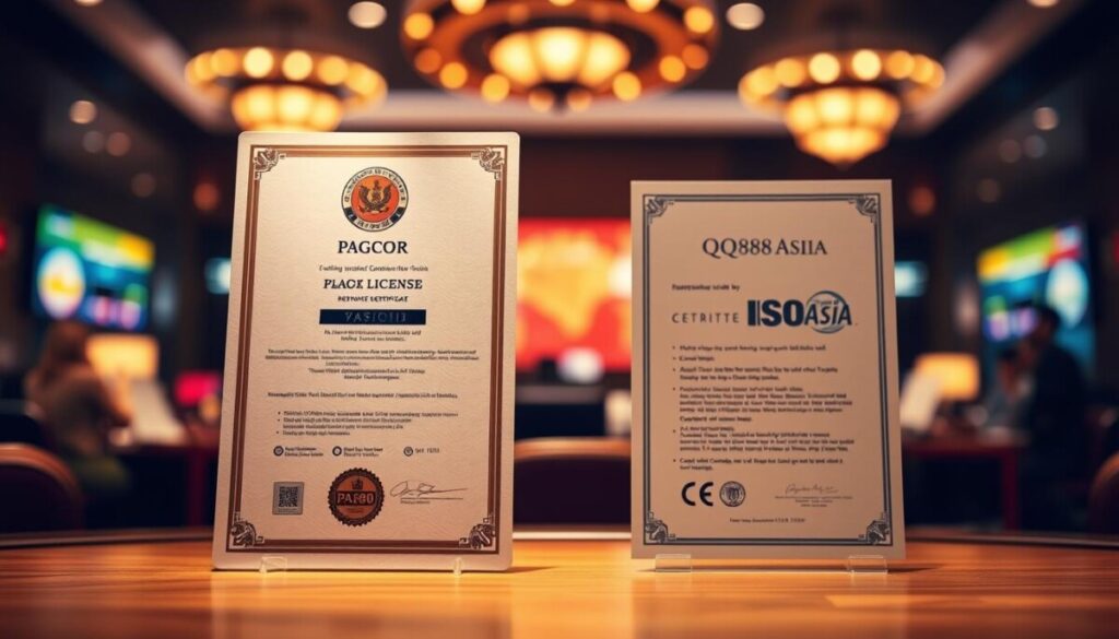 lisensi PAGCOR dan sertifikat ISO QQ88Asia